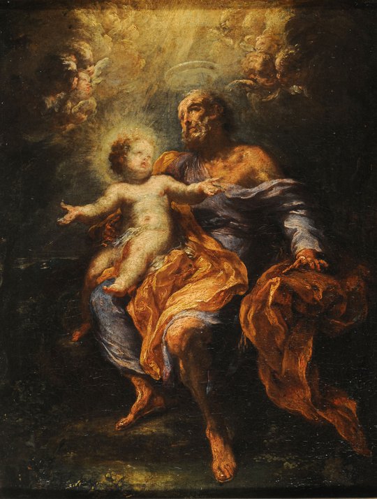 San José con el Niño Jesús. (Tít. Ant.: Glorificación de San José)