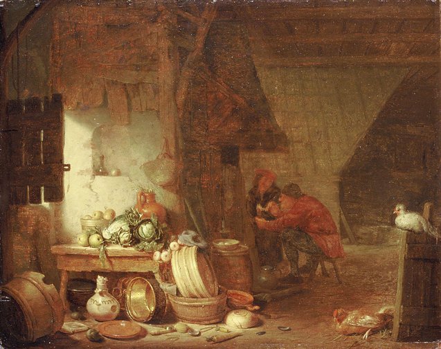 Peasant kitchen interior. previous title: Dutch interior