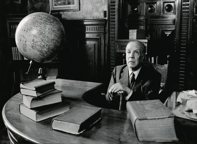 Jorge Luis Borges en la Biblioteca Nacional