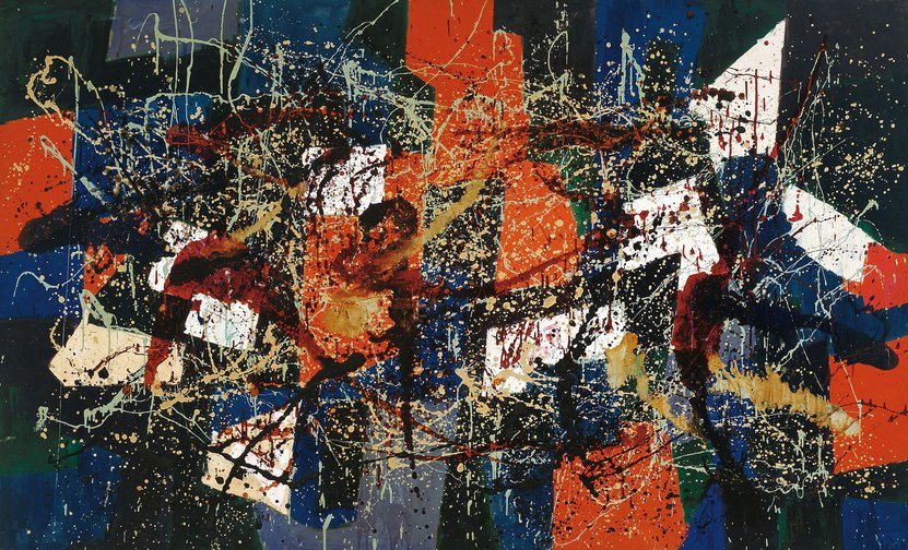 Nocturno abstracto o Abstracción en azul y rojo Nocturno abstracto o Abstracción en azul y rojo