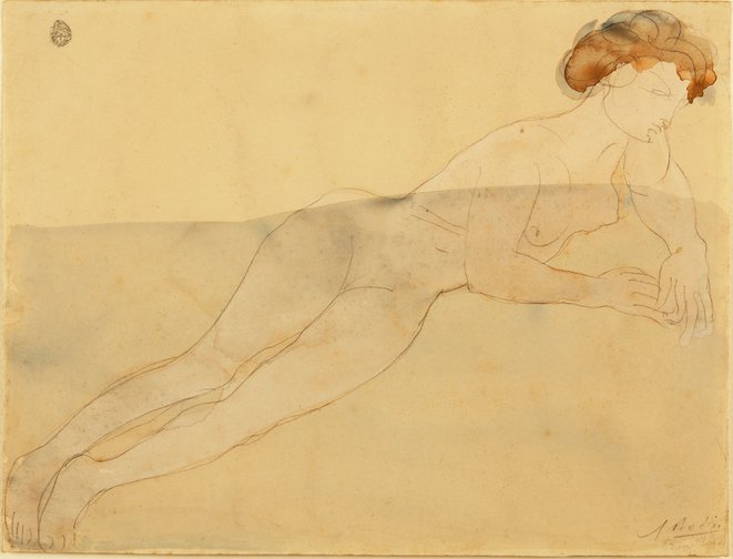 Estudio de desnudo, Mujer desnuda recostada (Femme nue allongée)