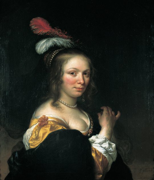 Retrato de joven con sombrero con plumas (Portrait of a young woman with feather hat)