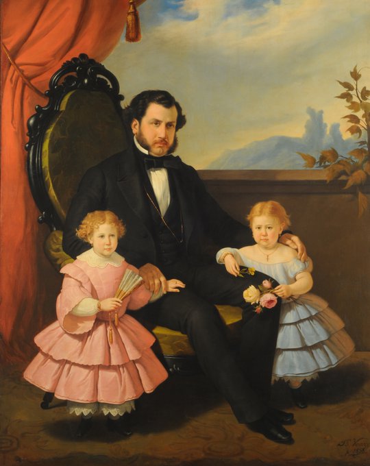 Retrato de caballero y niñas