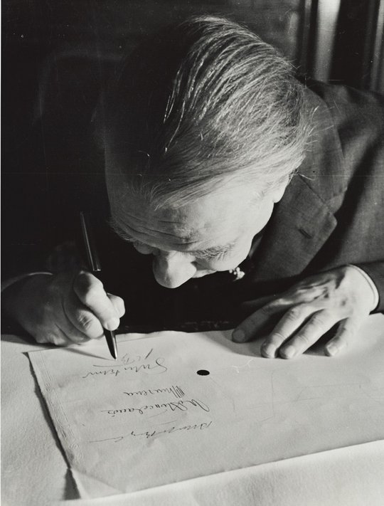 Jorge Luis Borges en la Biblioteca Nacional